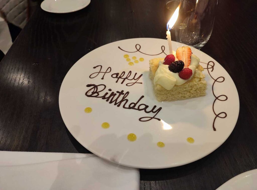 Happy Birthday Cake Mia Casa Restaurant at El Dorado Seaside Suites