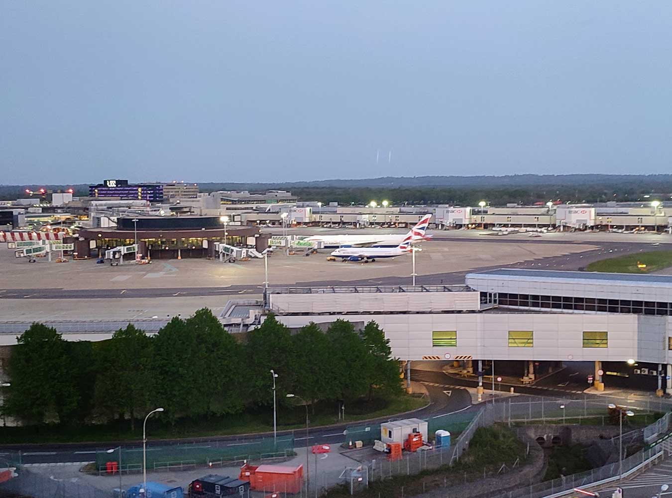 Views over Gatwick Airport from Sofitel Hotel