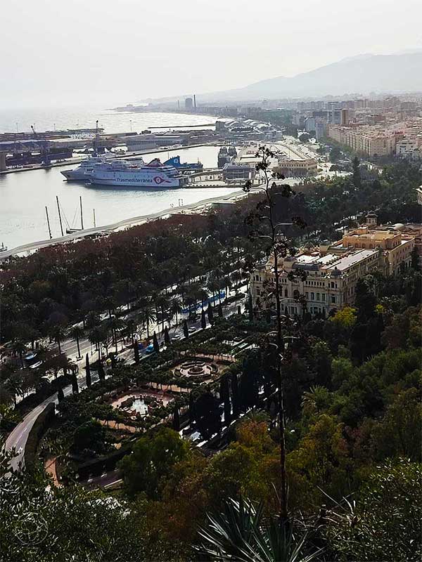 Image of Park in Malaga Spain and the town hall
