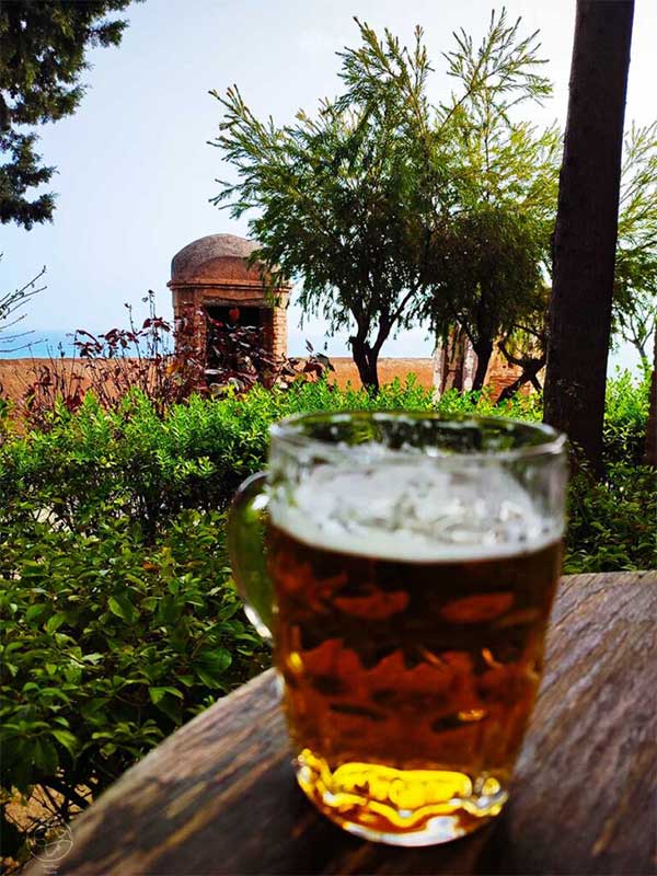 Image of a Pint of Beer on top of Castillo de Gibralfaro Malaga