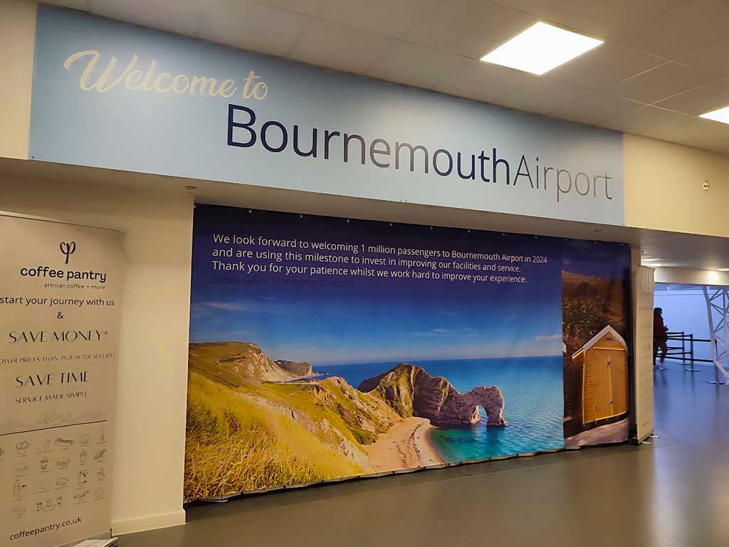 Welcome to Bournemouth Airport Sign