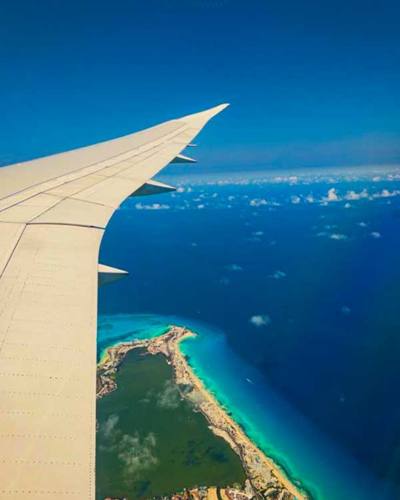 Cancun Hotel Zone view from airplane